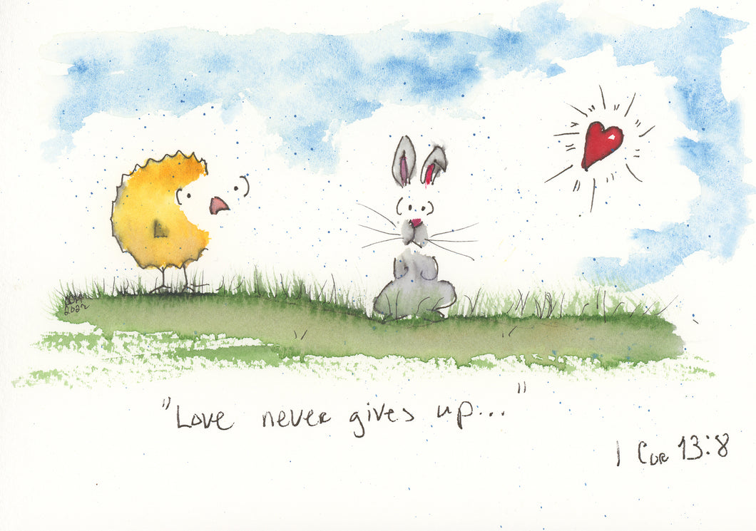 Love never gives up